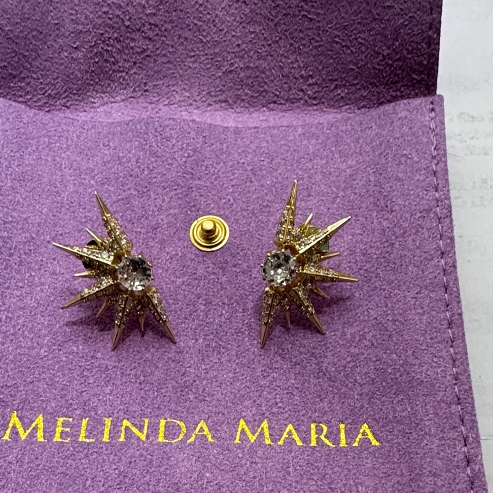 Melinda Maria Gold and Diamondette Gabriella Starburst Stud Earrings